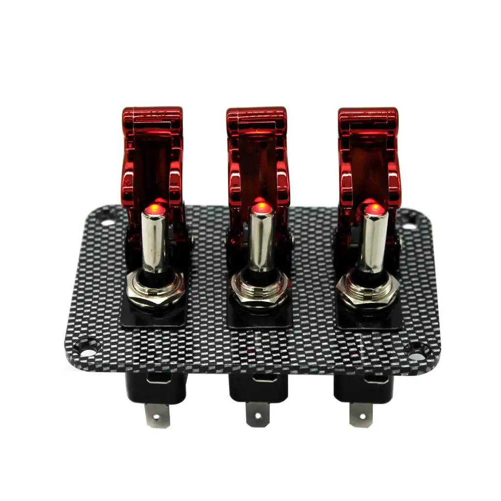 12V Toggle Switch Racing Ignition Engine Relays Carbon Fiber Surface Panel With Toggle Switch & Cover