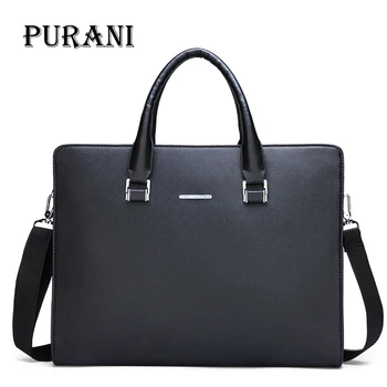

PURANI Famous Brand Business Men Briefcase Office Crossbody Bag for Men Leather Handbag Simple Laptop Bag Man Shoulder Bag Dress