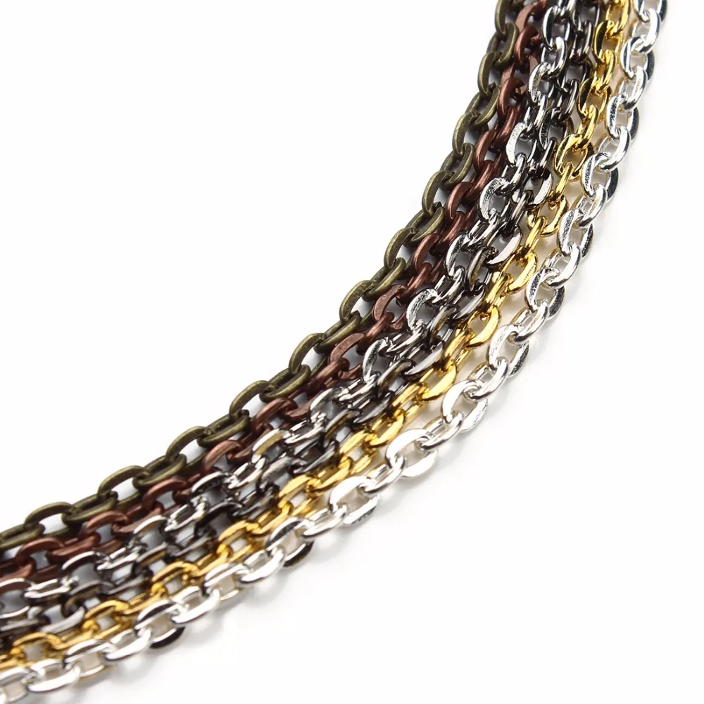 LOULEUR 10 м/лот 2X3 мм 3x4 мм серебро/золото цвет ожерелье s цепи оптом ювелирные изделия звено цепи для DIY Изготовление браслета ожерелья