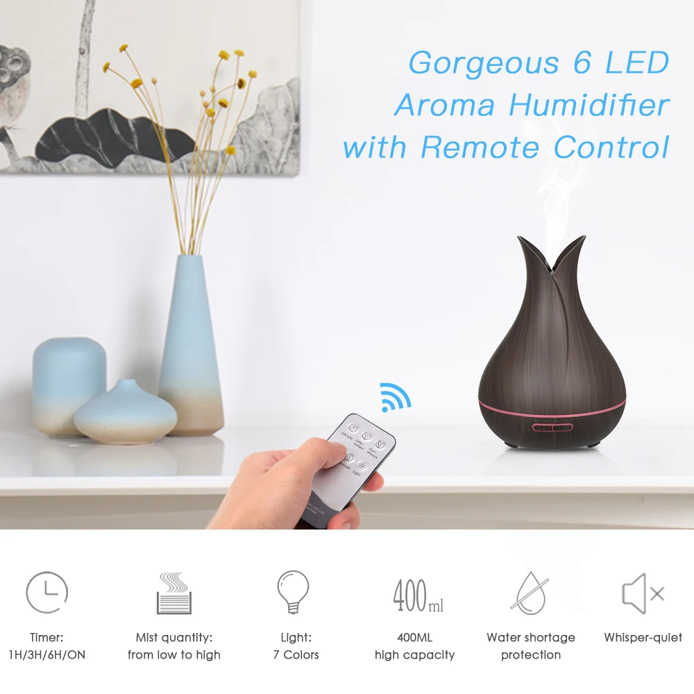 AC100 240V 14 Вт 6 LED ночник 7 видов цветов Изменение 400 мл арома диффузор увлажнитель