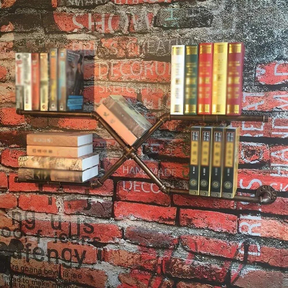 Настенные полки плавающая полка книжная железная труба настенный книжный шкаф