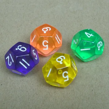 

Free shipping 10PCS Environmental transparent 12-sided dice digital dice game 10 sides dice puzzle board game accessories
