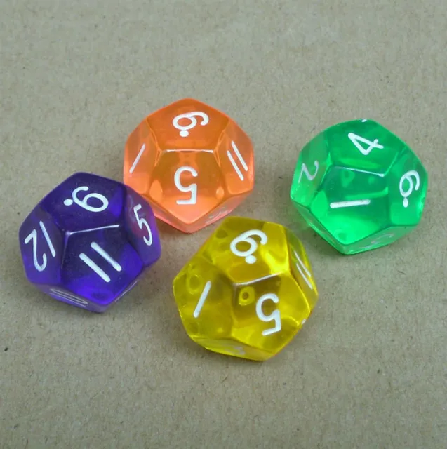 free shipping 10pcs environmental transparent 12 sided dice digital