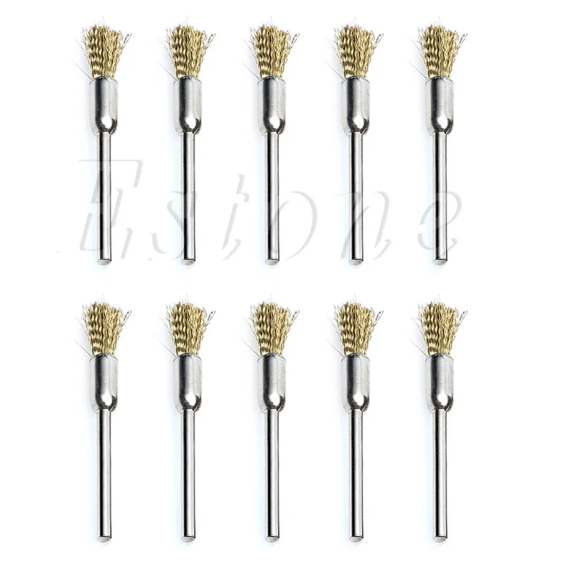 10pc/lot Mini Wire Brush Brushes 3mm x 5mm Brass Cup Wheel for Grinder