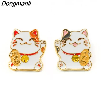 

P3686 Wholesale 20pcs/lot Lucky Cat Cute Metal Enamel Pins and Brooches for Lapel Pin Backpack Bags Badge Cool Gifts