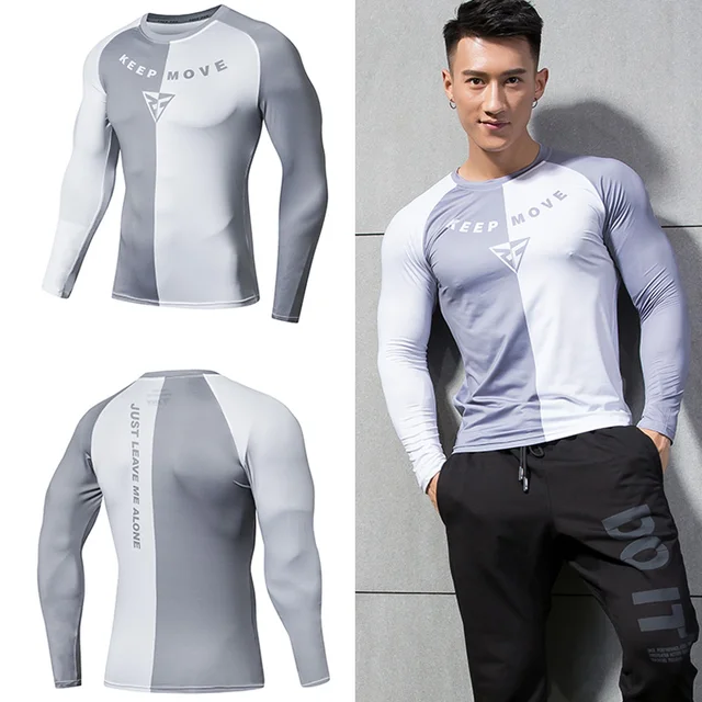 New Fashion Raglan Sleeve t-Shirt Homme men Letter 3D Printed Fitness Compression Shirts Casual male  t shirts men Clothing Tops