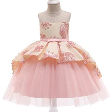 Элегантное платье принцессы для девочек, бальное платье для выпускного вечера, детское свадебное платье с цветочным узором для девочек, детские платья для девочек, праздничные платья на день рождения