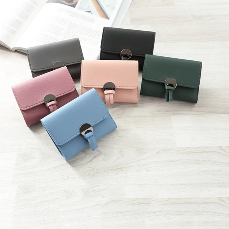 Ladies Women Large Capacity Wallet Sweet Solid Hasp Purses PU Solid Handbag Wallet Women portefeuille femme 6 colors 2019 New
