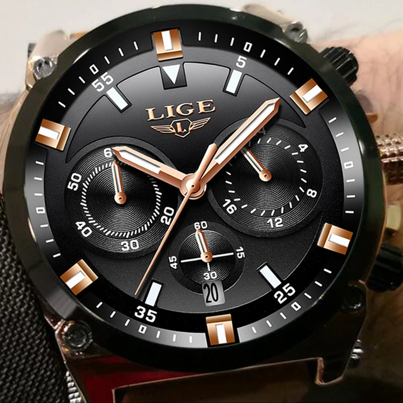

Relojes Hombre 2018 LIGE Men Watch Leather Chronograph Quartz Watches Mens Luxury Brand Waterproof Sport Clock Relogio Masculino