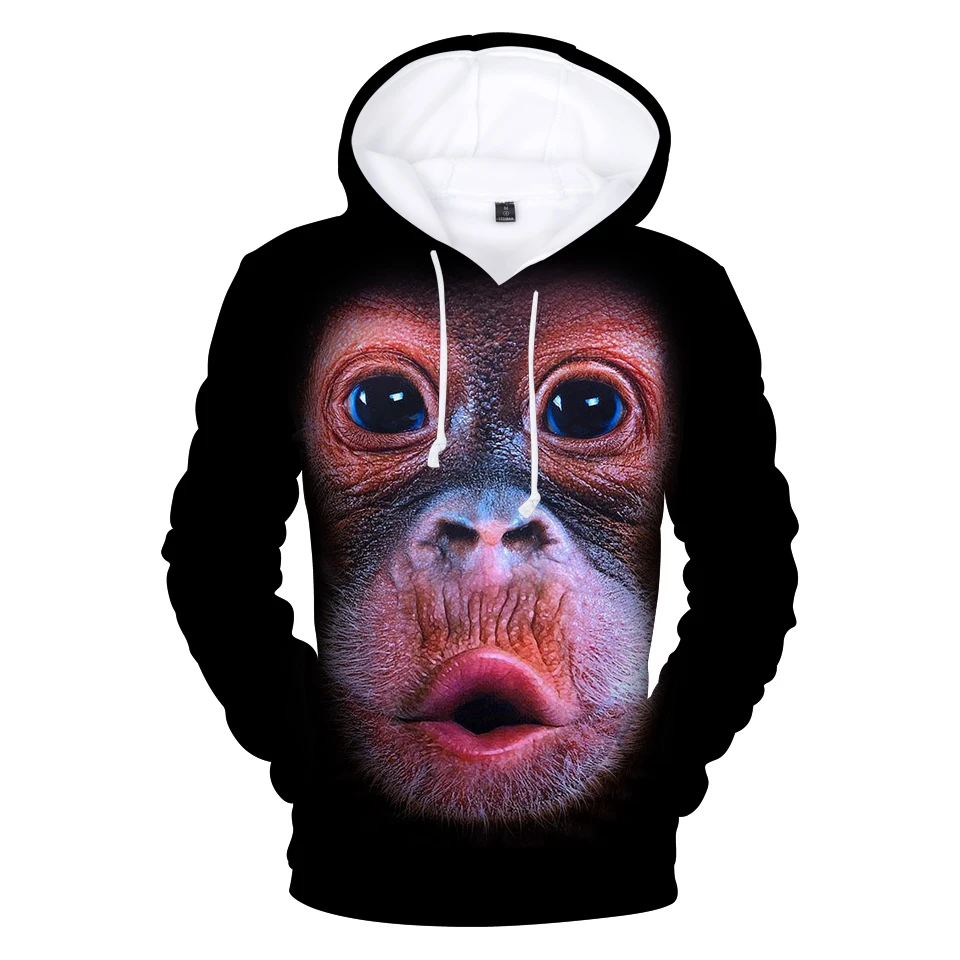 3D печать орангутанг толстовка с животными с капюшоном модная повседневная мужская хип хоп Толстовка крутой пуловер 4XL пальто забавная