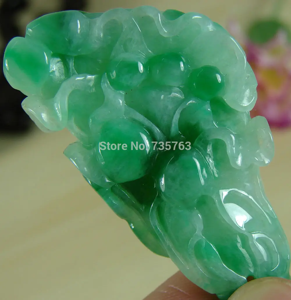 

xiuli 0014841 Certified Rich Vivid Green Cabbage Ruyi Natural A Jade Jadeite Pendant