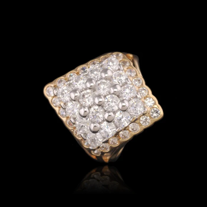 

MxGxFam 18 yellow Gold color Super Luxury Rings Square with Sunshine Gems To be Only one