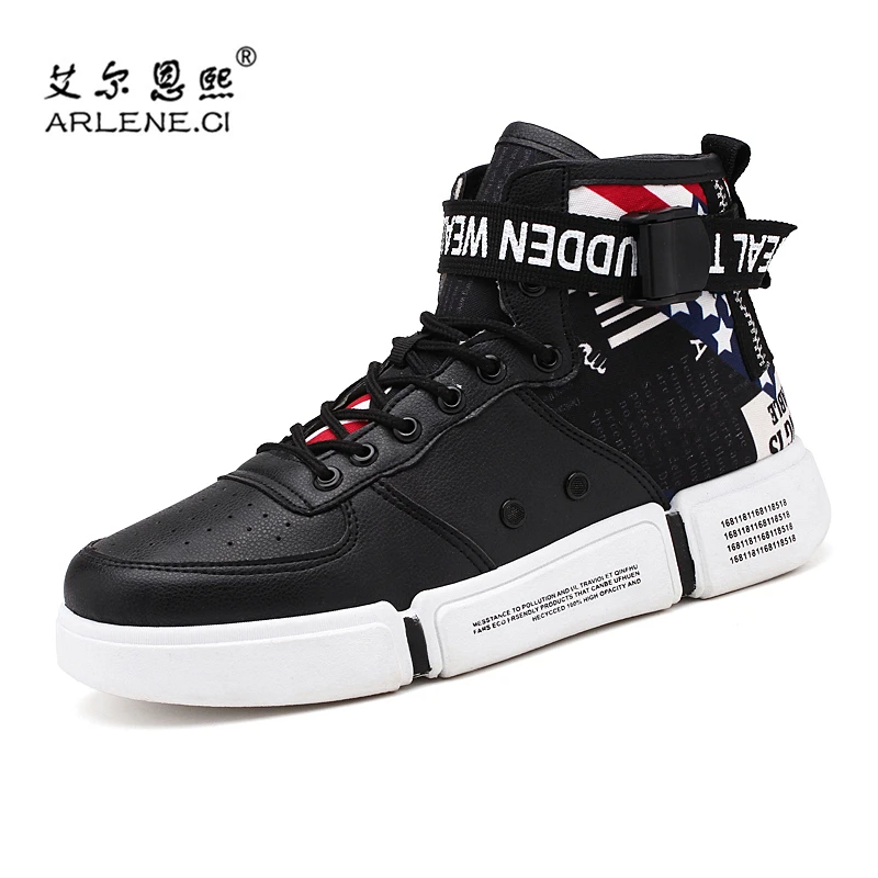 

New Fashion Men Sneakers Casual Shoes Flats White High Top Canvas Shoes Black Top Quality Men Skateboarding Shoes Zapatos Hombre