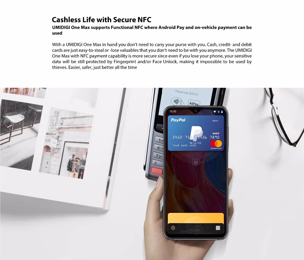 UMIDIGI One Max, глобальная версия, четыре ядра, 4 Гб, 128 ГБ, 6,3 дюйма, полный дисплей, двойная камера, NFC, беспроводное зарядное устройство, для лица, ID, смартфона