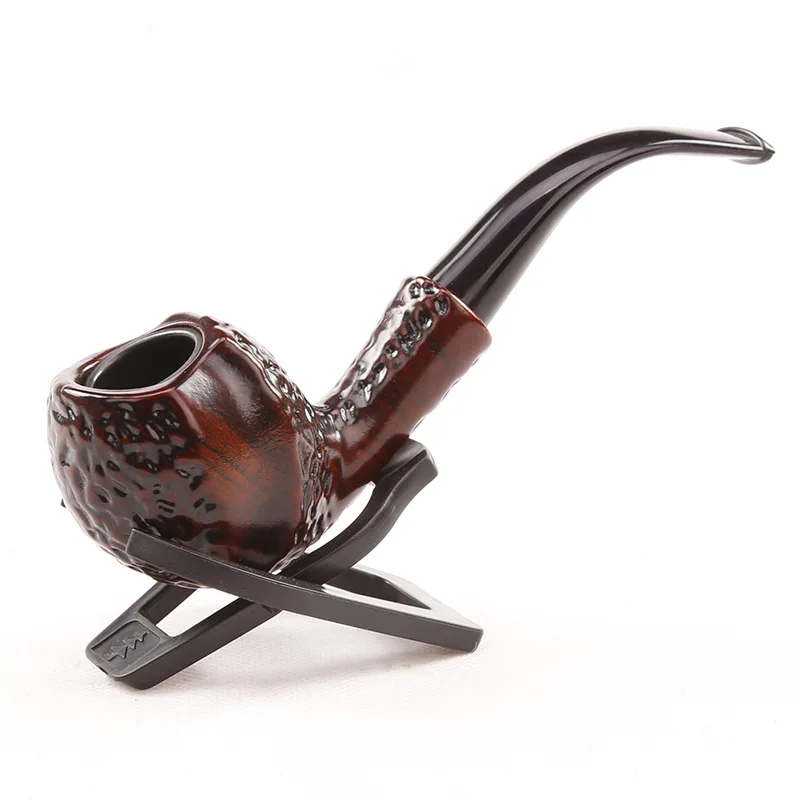 1 Pc Top Quality Wood Color Smoking Pipe With Black Box & Pipe Stand