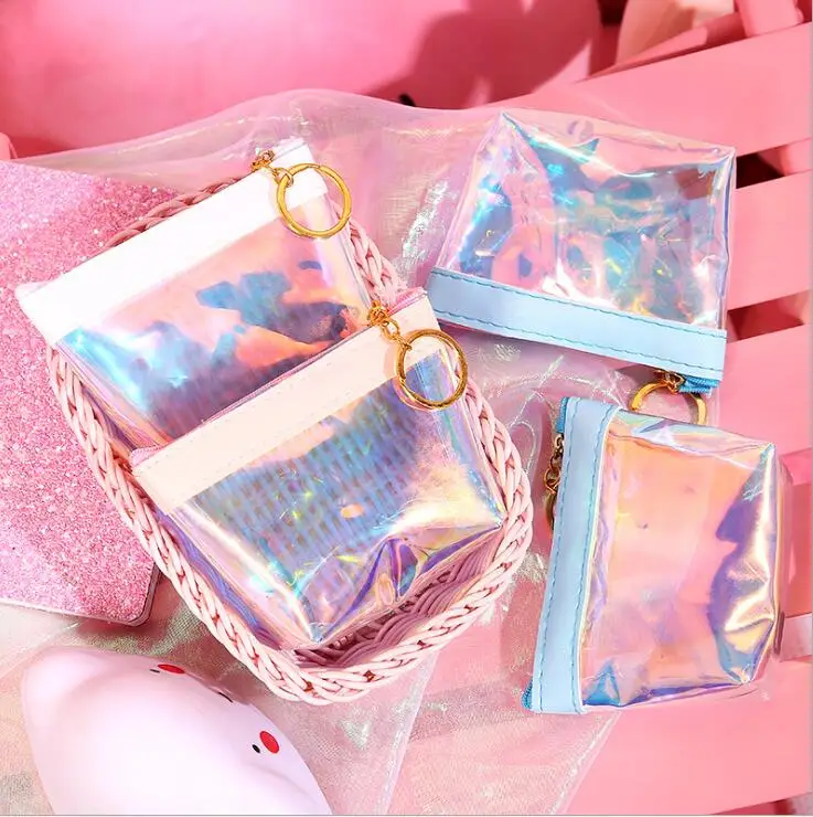 

eTya Fahsion Girl Women PVC Coin Wallet Laser Coin Card Holder Bag Mini Change Money Case Kid Zipper Pouch Gift