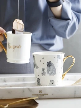 

2019 new style Home Bone Porcelain Mug Water Cup Ins Nordic Home Cup Afternoon Tea Cups Coffee Cups Gift Box