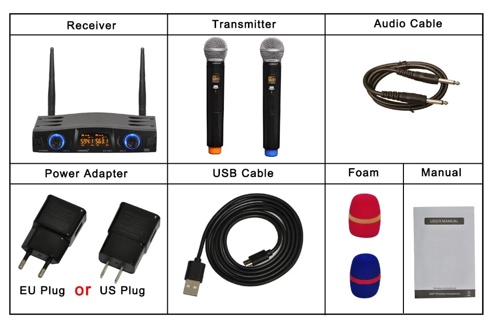LOMEHO LO-U21 2 способ 2x16 Регулируемая частота 2 Ручной ЖК-экран вечерние Для церковной школы Dj встречи караоке беспроводной микрофон