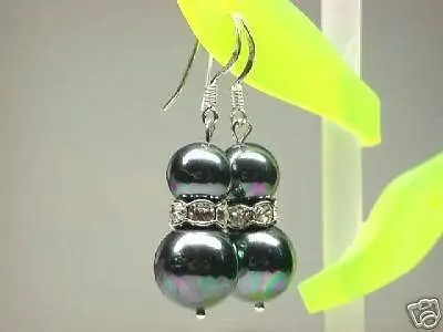 Charme twins 8-10 мм Блан мер noire Shell Perle perles крючком boucles d'oreilles