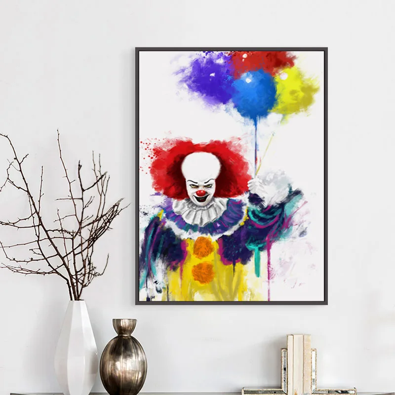 

FGHGF Movie Penny Wise Clown Creative Watercolor Splash Painting Art Print Poster Image Mural House Bedroom Decoration