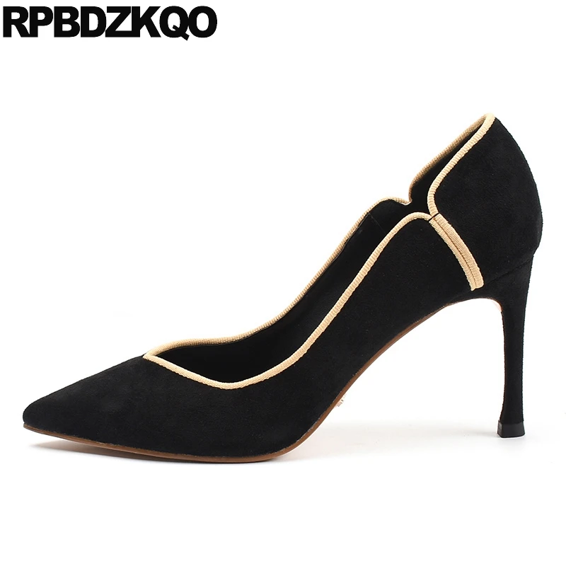 

pointed toe size 4 34 high quality scarpin 3 inch vintage pumps customized turquoise wedding shoes heels suede 2019 retro women