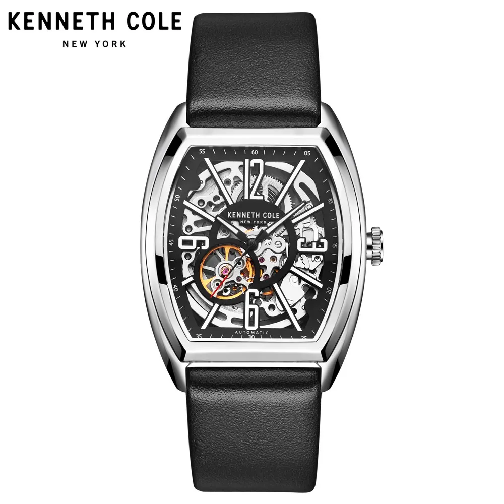 

Kenneth Cole New York Men's KC1750 Black Leather Squeare Dial Automatic Watch Hollowed Design