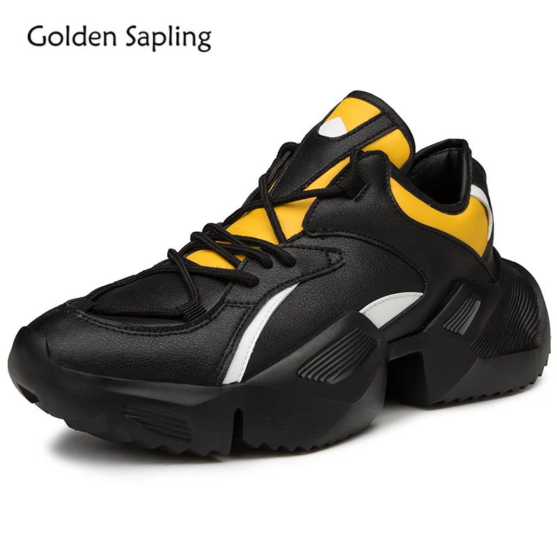 

Golden Sapling Platform Sneakers Man Sport Shoes Breathable PU Air Mesh Fabric Men's Sneakers Run Black Retro Men Runnng Shoes