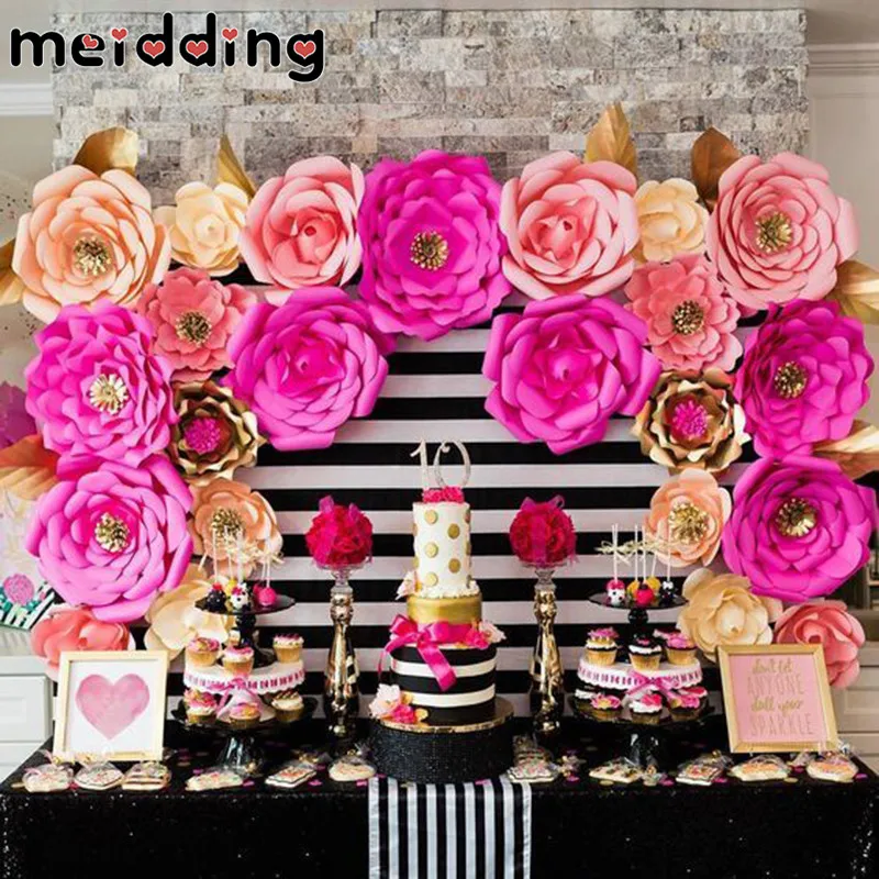 Us 3 47 16 Off Meidding 2pcs Paper Flowers Diy Backdrop Decor Photo Prop Birthday Party Wedding Party Hen Party Home Room Decor Supplies In Party