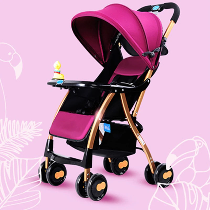 

China cheap baby trolley light and lightweight folding umbrella car can ride can be lying with toys winter summer baby carriage