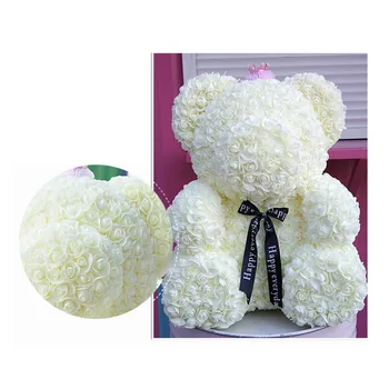 

Rose Bear Artificial Flowers Valentine's Day Gift Fake Rose Teddy Bear Soap Flowers Birthday Present For Wedding Party Decor