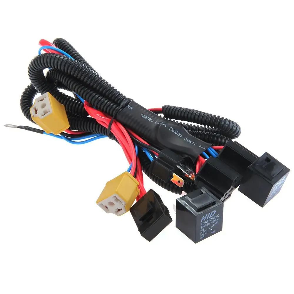 H4/9003 Ceramic Fused Relay Wiring Harness Headlight Bulb Booster