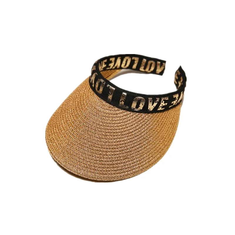 

Summer New Style Letter Embroidery Straw Empty Top Hat LOVE Casual Sun Cap Vacation Tourism Holiday Beach Hat