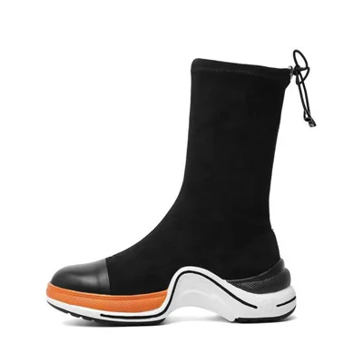 MStacchi/модные носки на платформе из эластичной ткани; женские разноцветные кроссовки на толстой плоской подошве; пикантные Женские Сапоги выше колена - Цвет: Ankle Boots