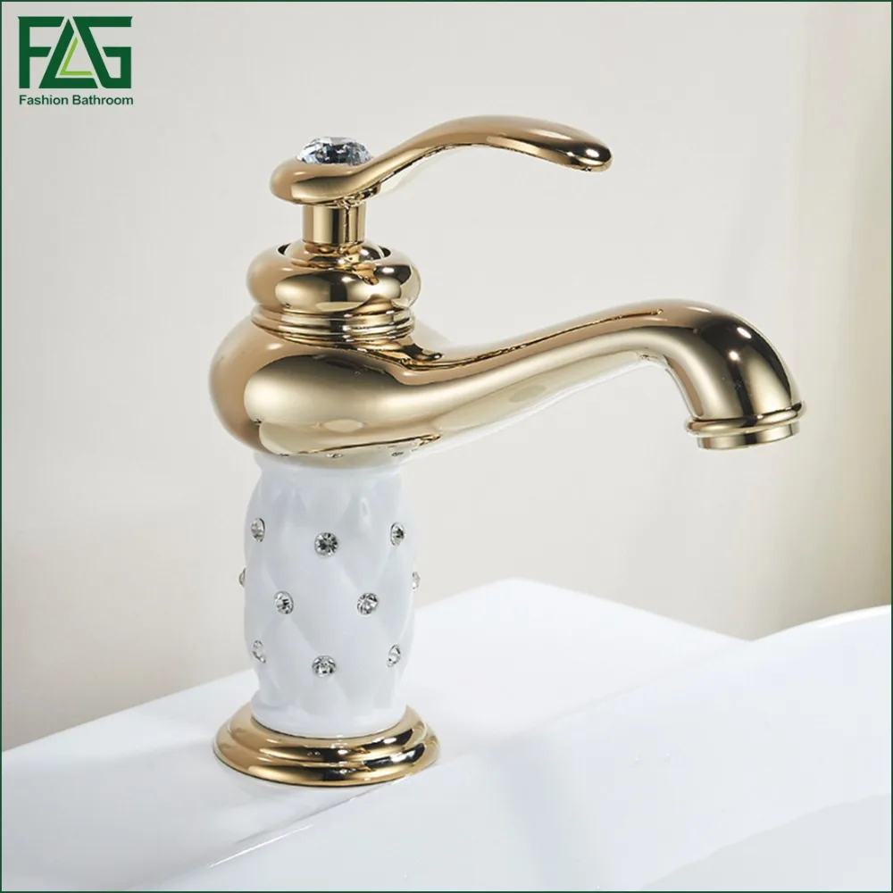 Buy FLG European Aristocratic Basin Faucet Gilt Porcelain Golden Bronze Single