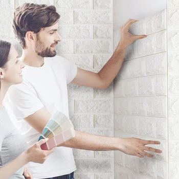 

3D Wooden Wall Sticker Home Decor PE Foam Waterproof Wall Covering Self Adhesive Wallpaper For Living Room Bedroom 3D Wall Panel