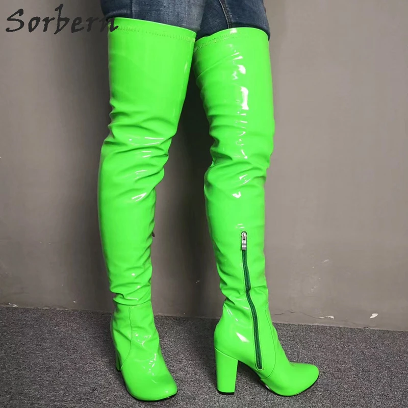 lime green knee high boots