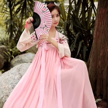 

New Hanfu Costume Women Fairy Embroidery Chinese Style Dress Female Chinese Ancient And Traditional Folk Dance Clothes DQL732