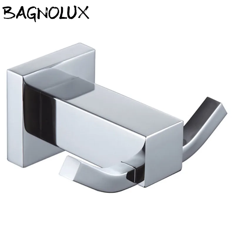 Bagnolux Hohe Qualität Badezimmer Quadrat Wand Kleiderbügel 100% Kupfer Bad Haken Dual Robe Kleiderbügel Handtuchhaken Bad Zubehör Preise