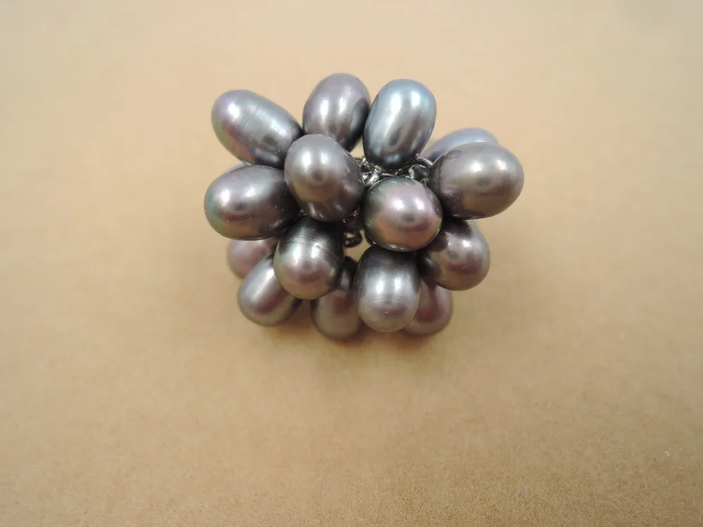 

100% NATURE FRESHWATER PEARL RING-black pearl ring