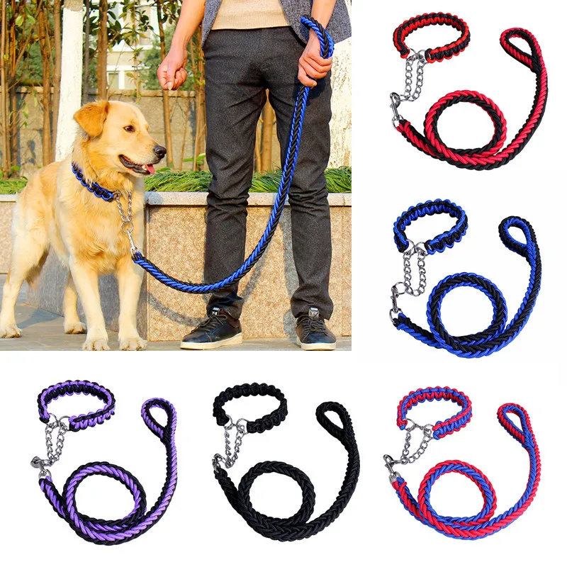 

Durable Pet Dog Collar Leash Set Nylon Dog Honden Collar Lead P Chain Walking Handle Traction Rope for Small Medium Large Dog
