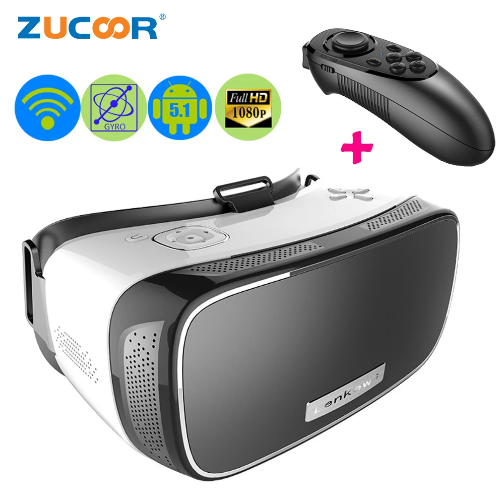 All-in-one Virtual Reality 3D VR BOX Video Game Glasses ZV21 Android 5.1 Google Cardboard  Quad Core 1920*1080p WiFi +Controller