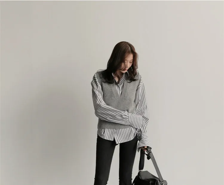 Для женщин кашемировый трикотажный свитер жилет v-образным вырезом модная женская без рукавов топы куртка корейский стиль Верхняя одежда
