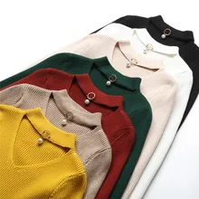 New 2019 Autumn and Winter Women Pearl Beaded Sweater V-Neck Long Sleeve Slim Women Knit Sweater and Pullover D234