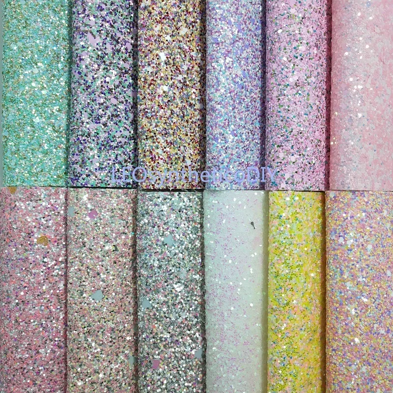 

1PC 21X29CM Mixed Color Chunky Glitter Leather For Making Bows Accessories LEOsyntheticoDIY T126