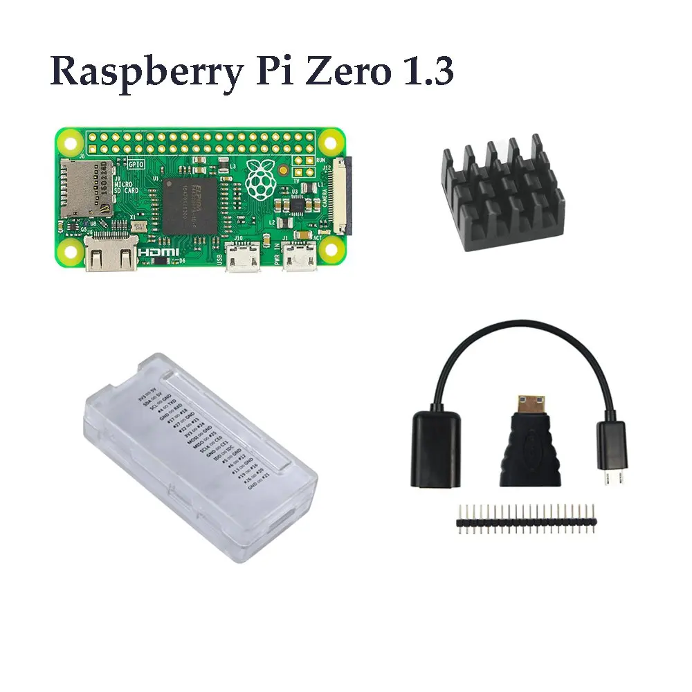 Raspberry Pi Zero W стартовый комплект RPi Zero 1,3 Zero W плата+ 16G карта+ адаптер питания+ ABS чехол+ радиатор+ 3 в 1 комплект адаптеров