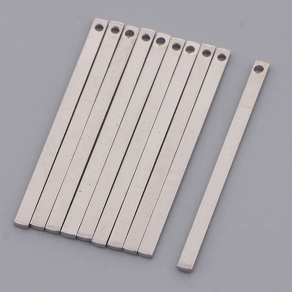 10 Piece Alloy Flat Rectangle Blank Coin Engraving Stamping Charms Tag Pendant Necklace Bracelet Pendants for DIY Jewelry Making