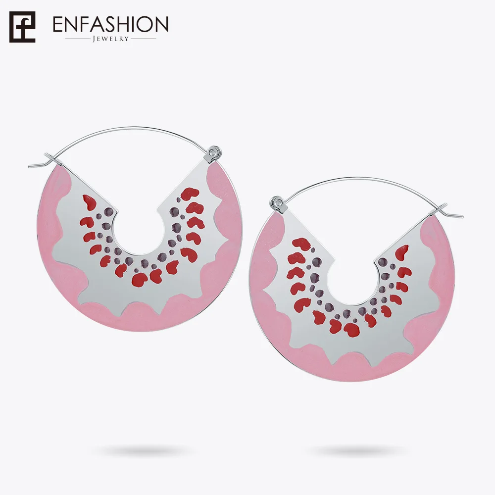 

Enfashion Lacquer Art Series Wonderland Drop Earrings Fan Shape Big Gold color Earrings for Women Earings oorbellen EBQ18LA21