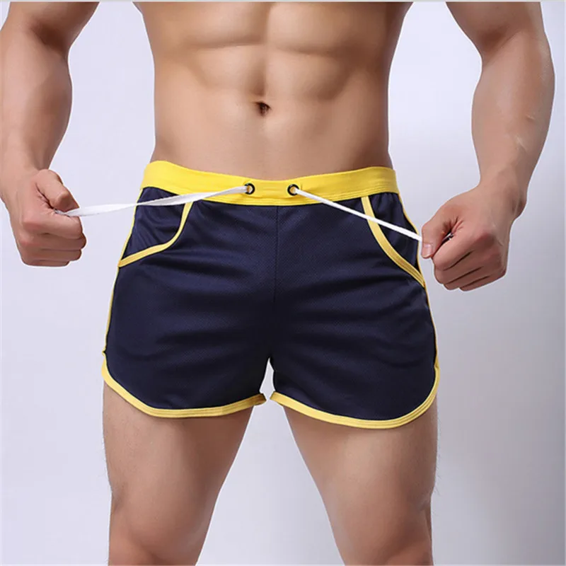 Summer Mens Brand New Sport Running Shorts Man Shorts Gym Pocket Straps Bodybuilding Male Fitness Beach Shorts 6 Colors Optional