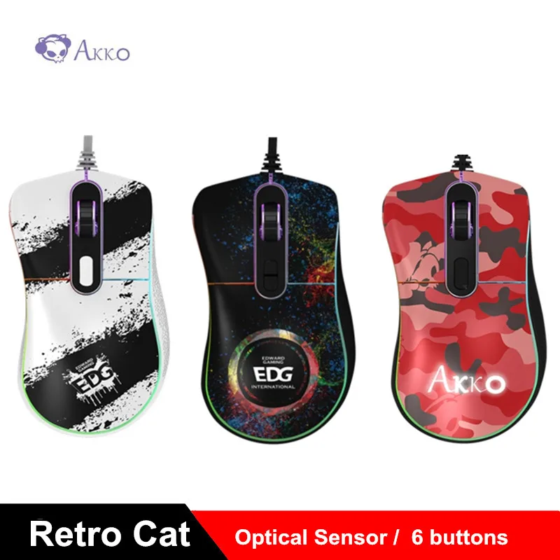 

AKKO Retro Cat Wired Gaming Mouse 6 DPI PMW 3320DB Optical Sensor / NXP 32 Bit ARM Microcontroller