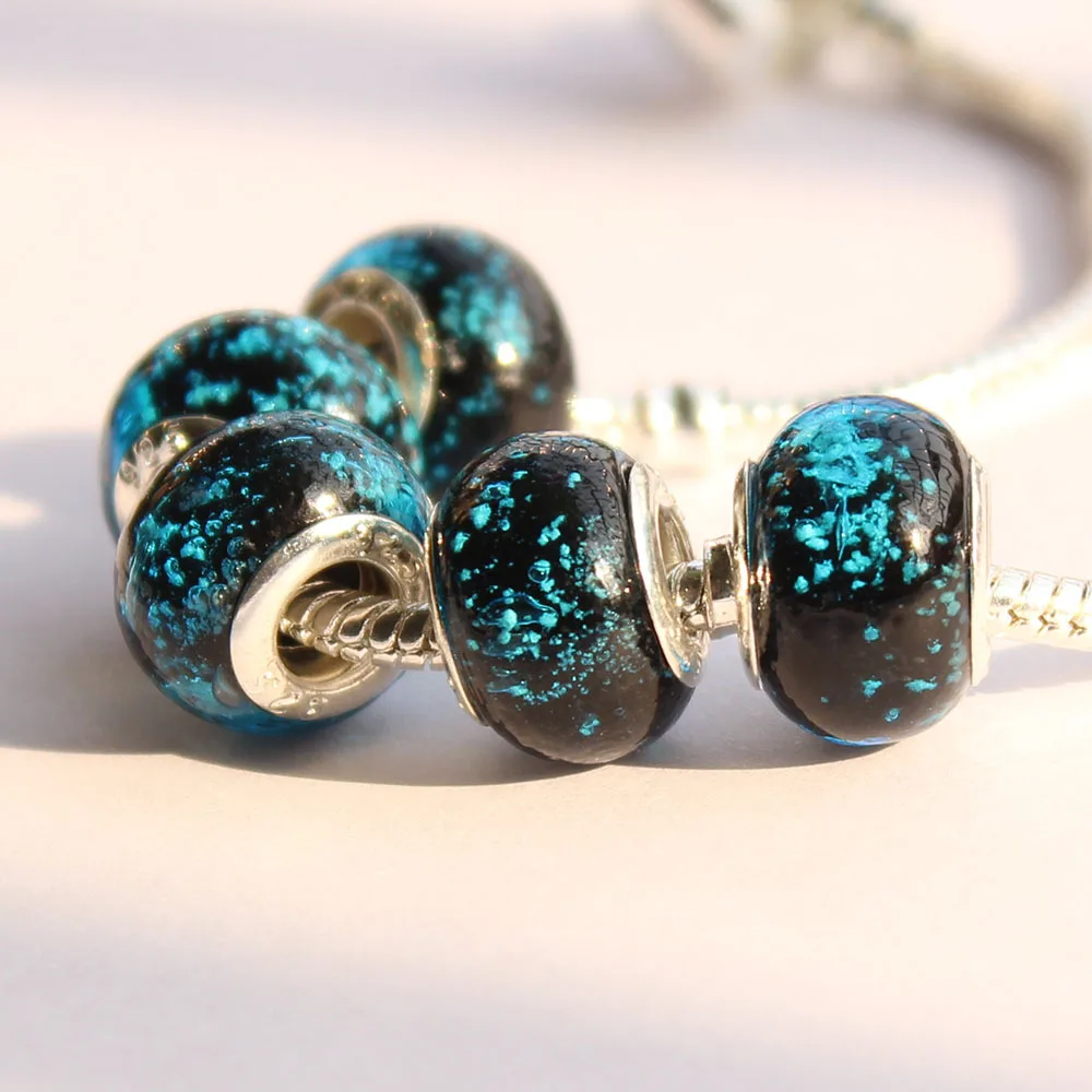 1pc DIY Jewelry accessories big hole beads blue coloured glaze apply to fit Pandora style charms bracelet-755 | Украшения и